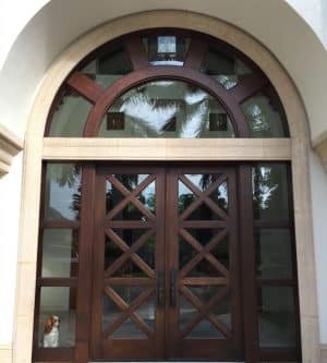Radius-top custom wood entry door