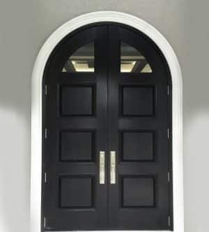 Radius-top contemporary wood entry door