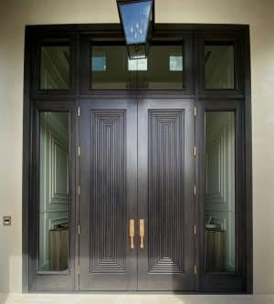 Square-top contemporary wood entry door