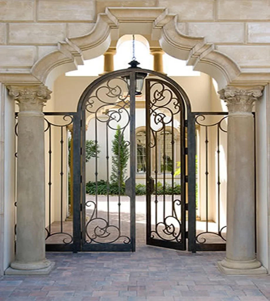 Decorative ironwork for wood entry doors